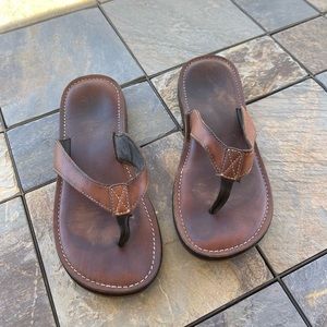 Women’s Leather Clarks Flip Flops, Brown, sz 10, EUC